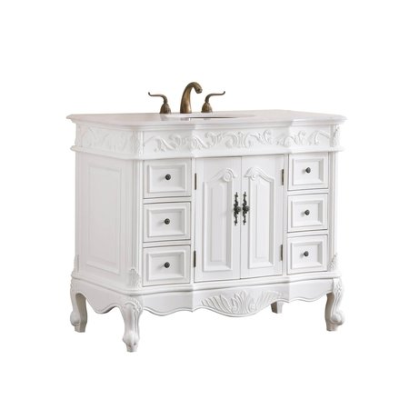 Elegant Decor 42 In. Single Bathroom Vanity Set In Antique White VF38842AW